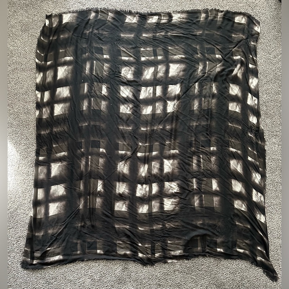 Burberry Black and Gray Checkered Scarf